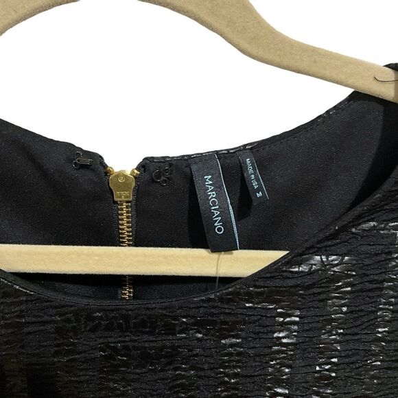 MARCIANO Jet Black and Silver Body Con Mini Party Dress Size M NWT - Picture 5 of 11